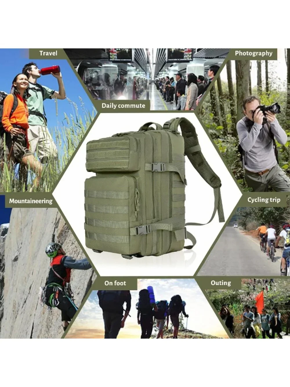 Large 45L Tactical Backpack - 3-Day Assault Pack, Molle Rucksack for Camping